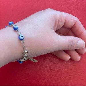 🧿 NWT Evil Eye Bracelet Silver and Blue Statement Jewelry Boho Hippie Witchy 🧿